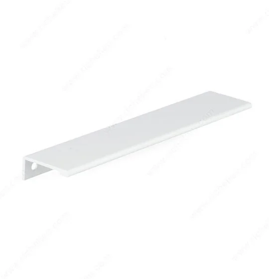 White minimalist cabinet handle on white background