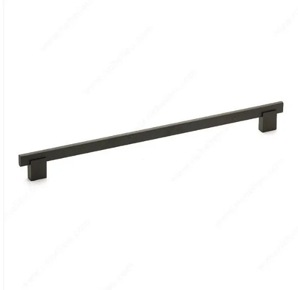 Modern black cabinet pull handle on white background