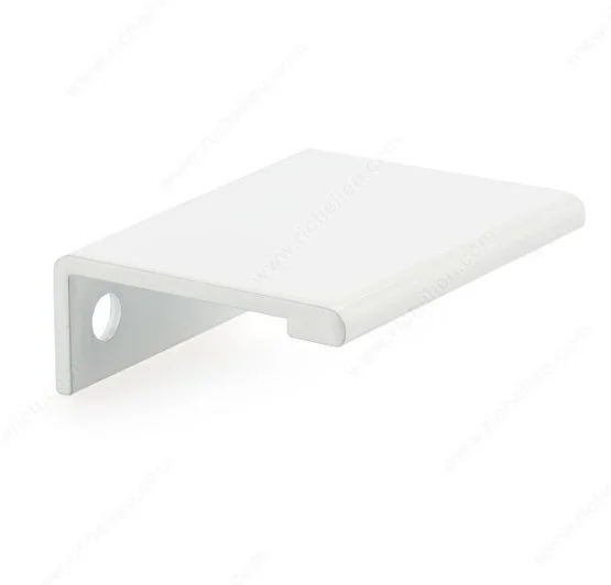 White L-shaped metal bracket with a hole for mounting