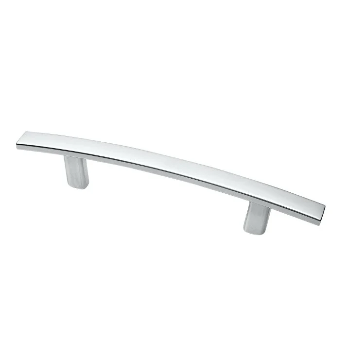 Silver curved cabinet handle with two mounting posts.