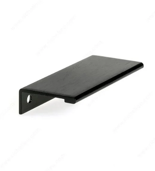 Black angular cabinet handle on white background