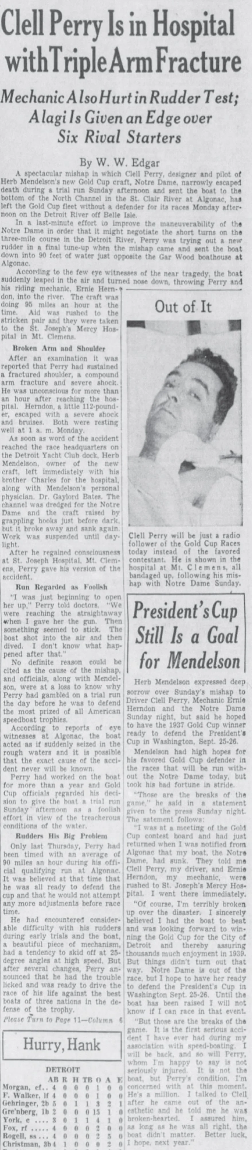 Article from the Detroit Free Press 1938.