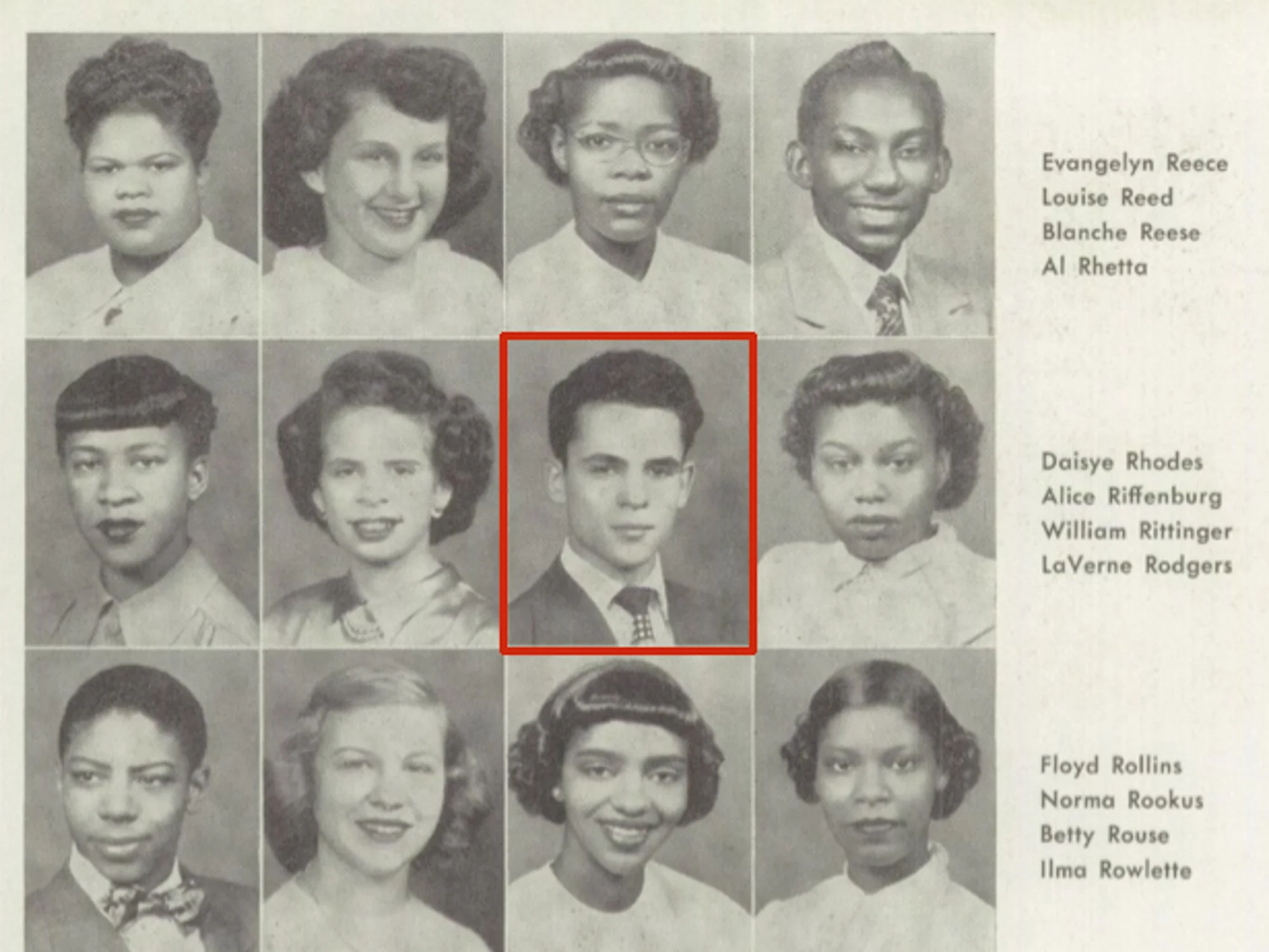 Bill Rittinger's yearbook photo from Northwestern High School in June of 1949.