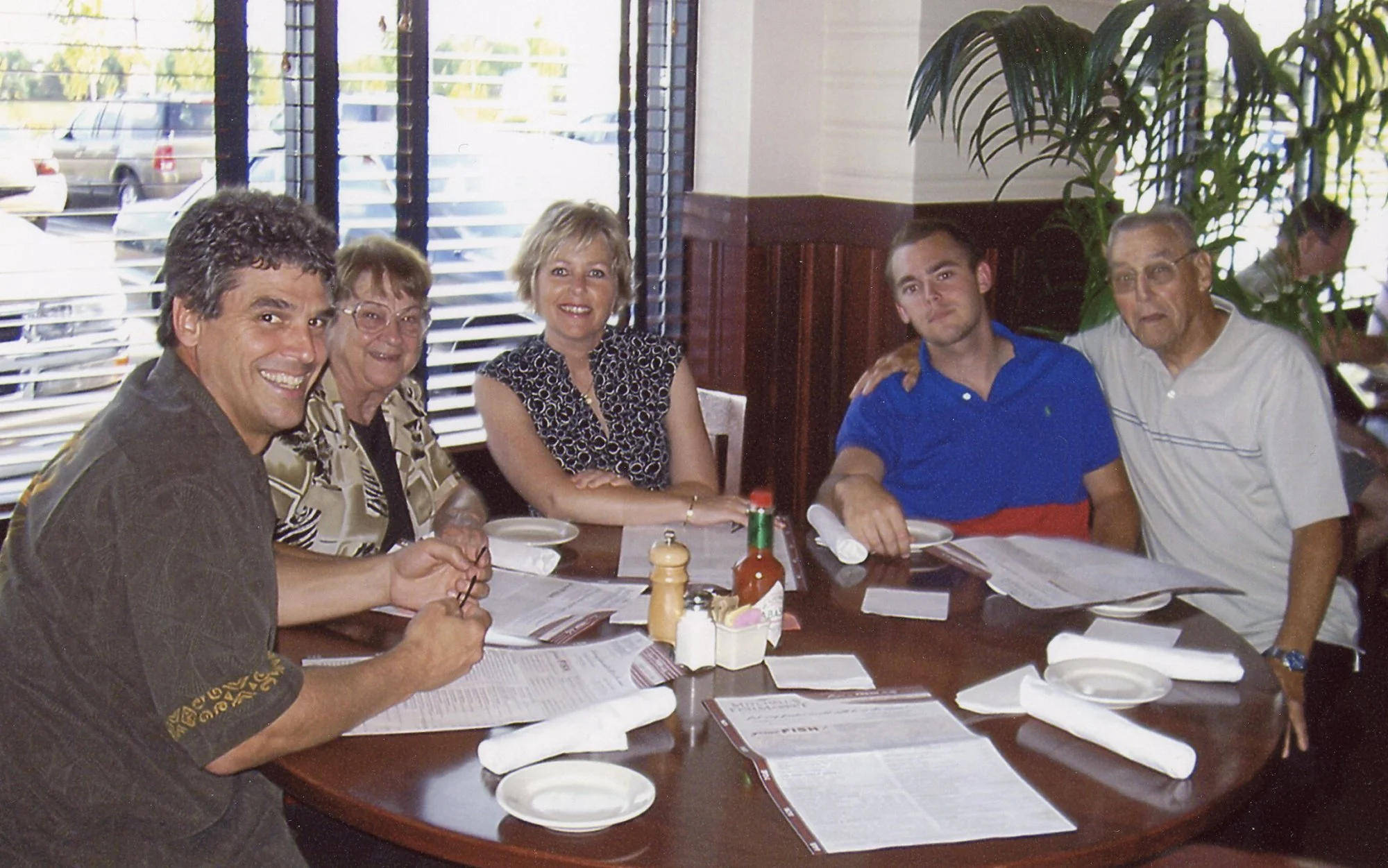 Celebrating Rob and Roni's birthday with Grandma Sue, Erik and Grandpa Bob.