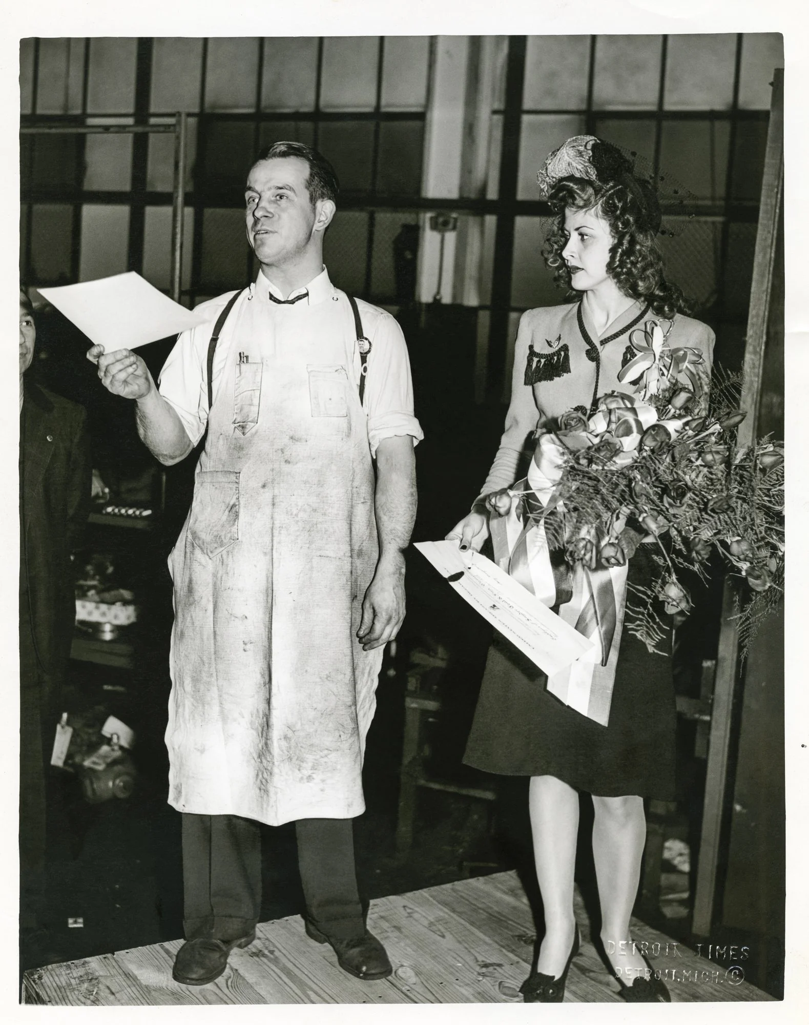 Shop Steward - Edward Rittinger announcing the shops contribution to the War