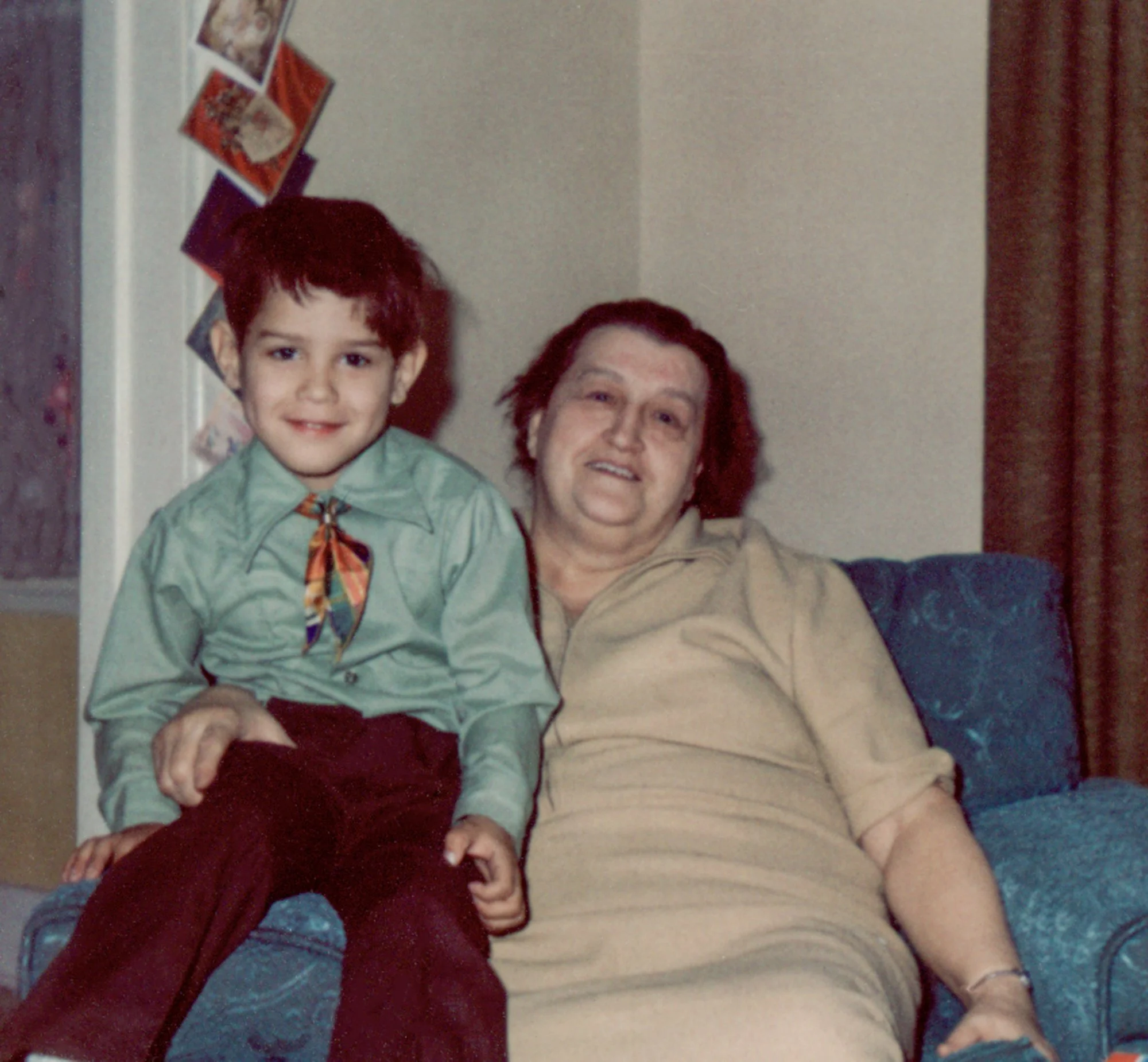 Jackie Kosila sitting with his grandmother, Anna Kosila