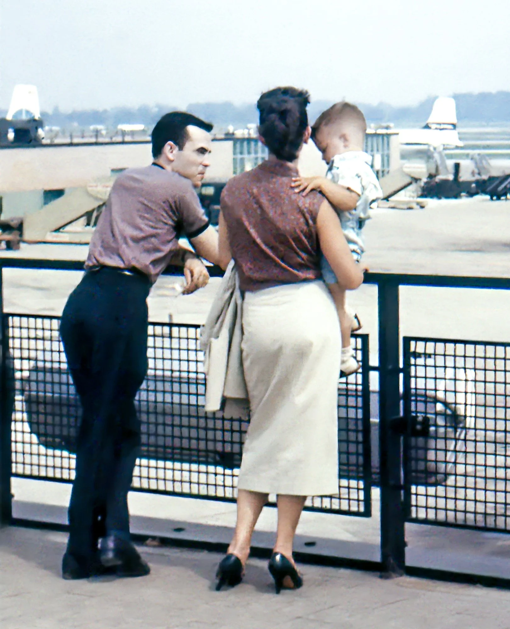 Bill, Sue and Robbie on the observation deck at Smith Terminal Metro Airport.