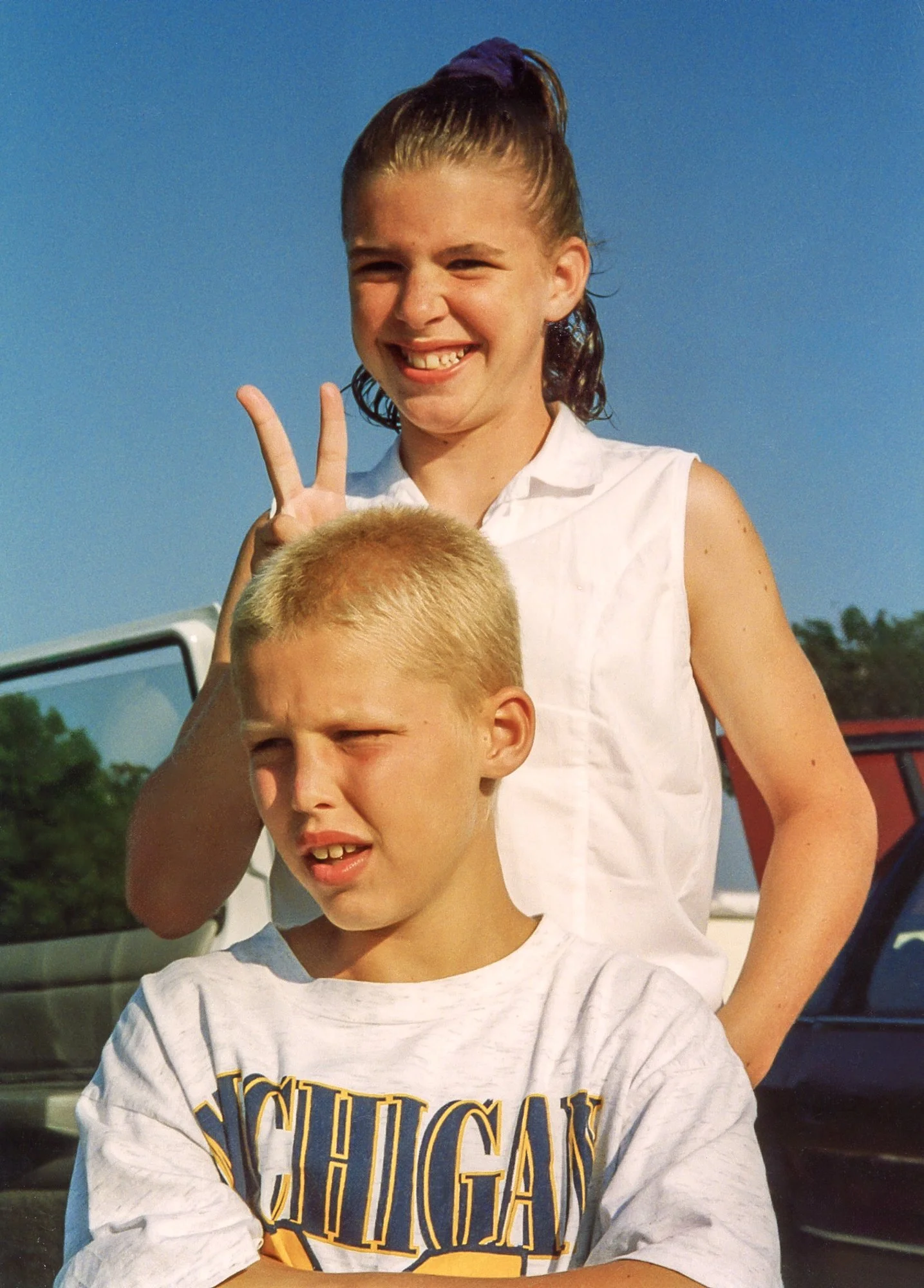 Kelly and cousin Brad enjoying their vacation in northern Michigan.