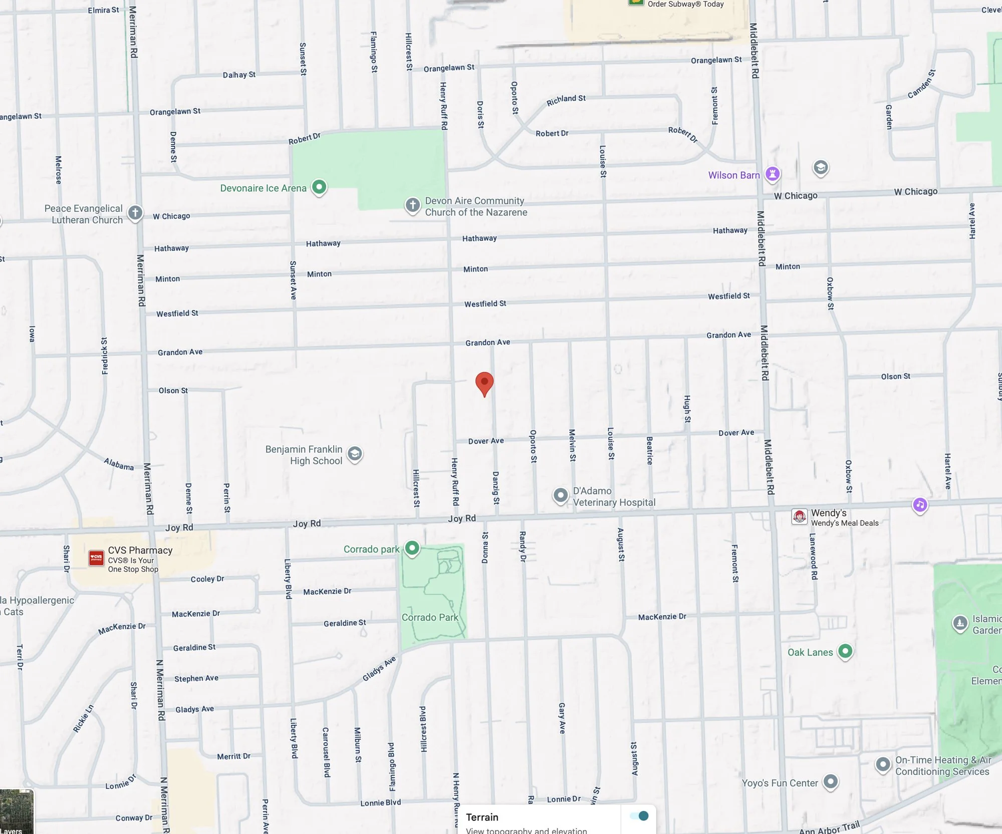 The Danzig house was located at 9091 Danzig in Livonia Michigan.