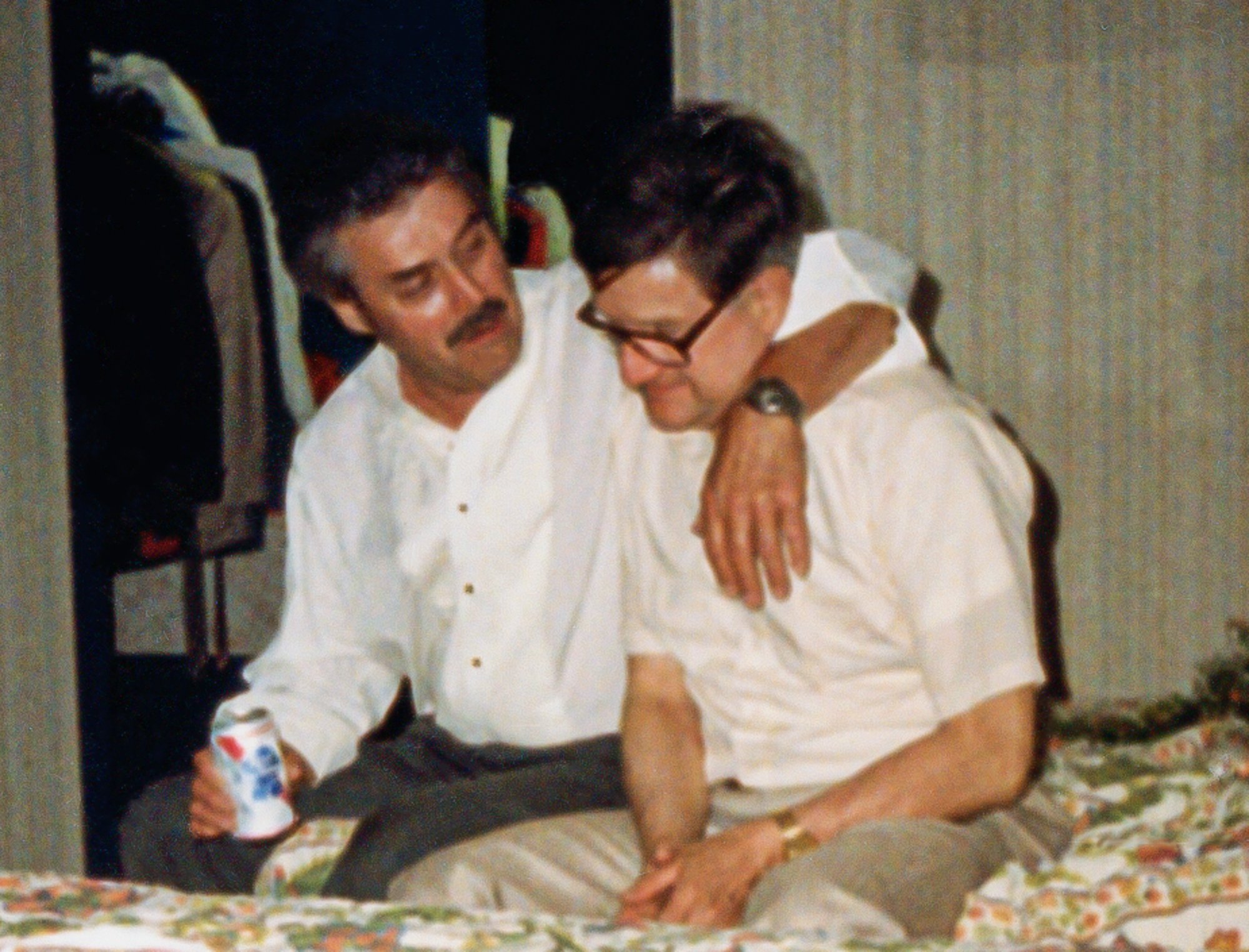 Bob Travis enjoying time with his stepbrother Frank Cynowa, as they unwind after the wedding of Rich and Julie Travis.