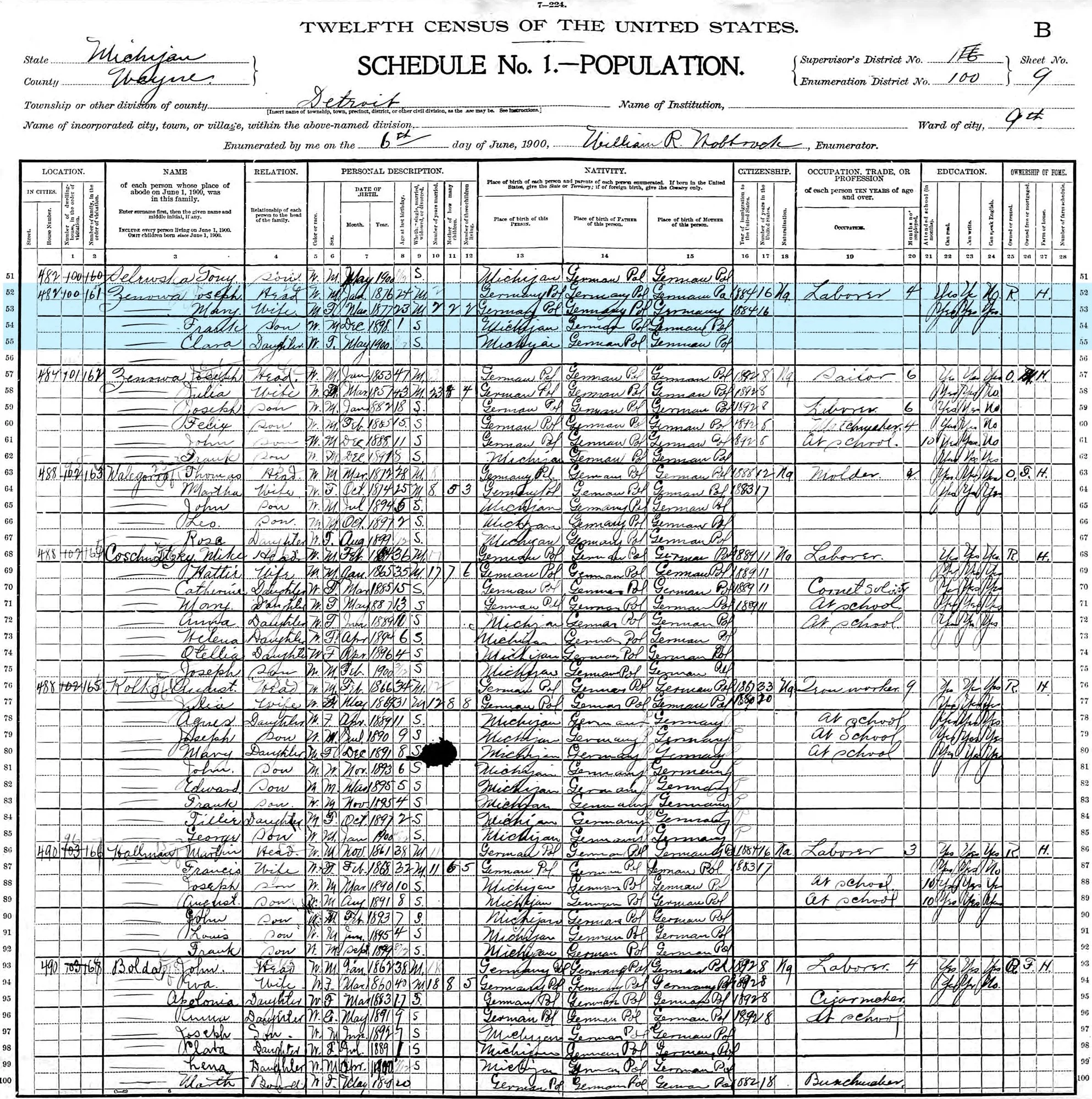   1940   Cynowa, Joseph (63), Mary (63), Frank Jr. (14) - 6066 Naples, Detroit