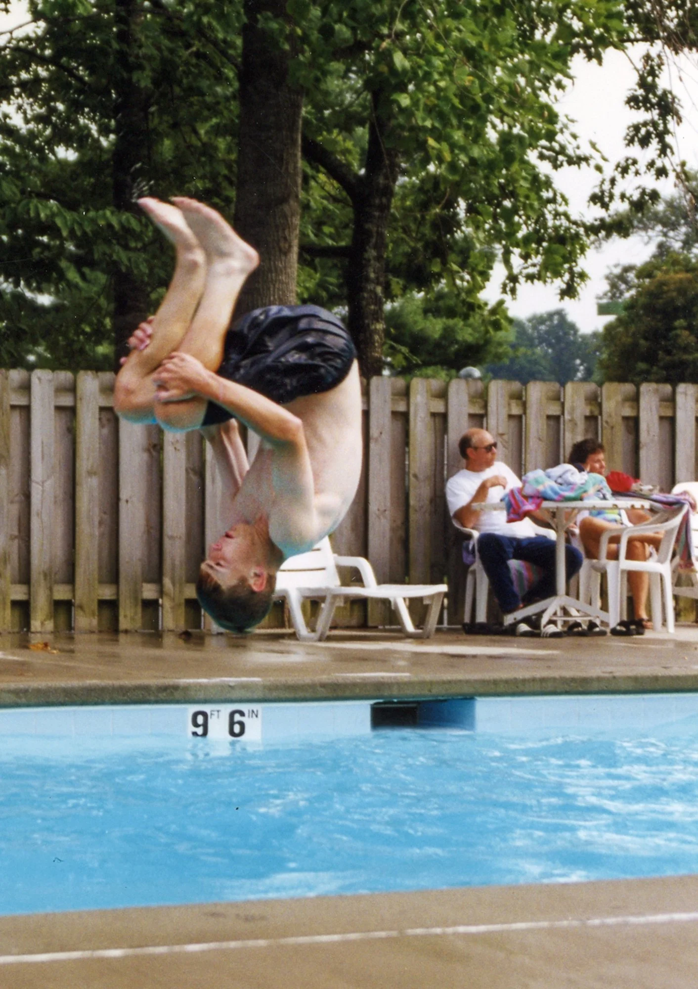 Erik diving in to the pool at Lake Lure.