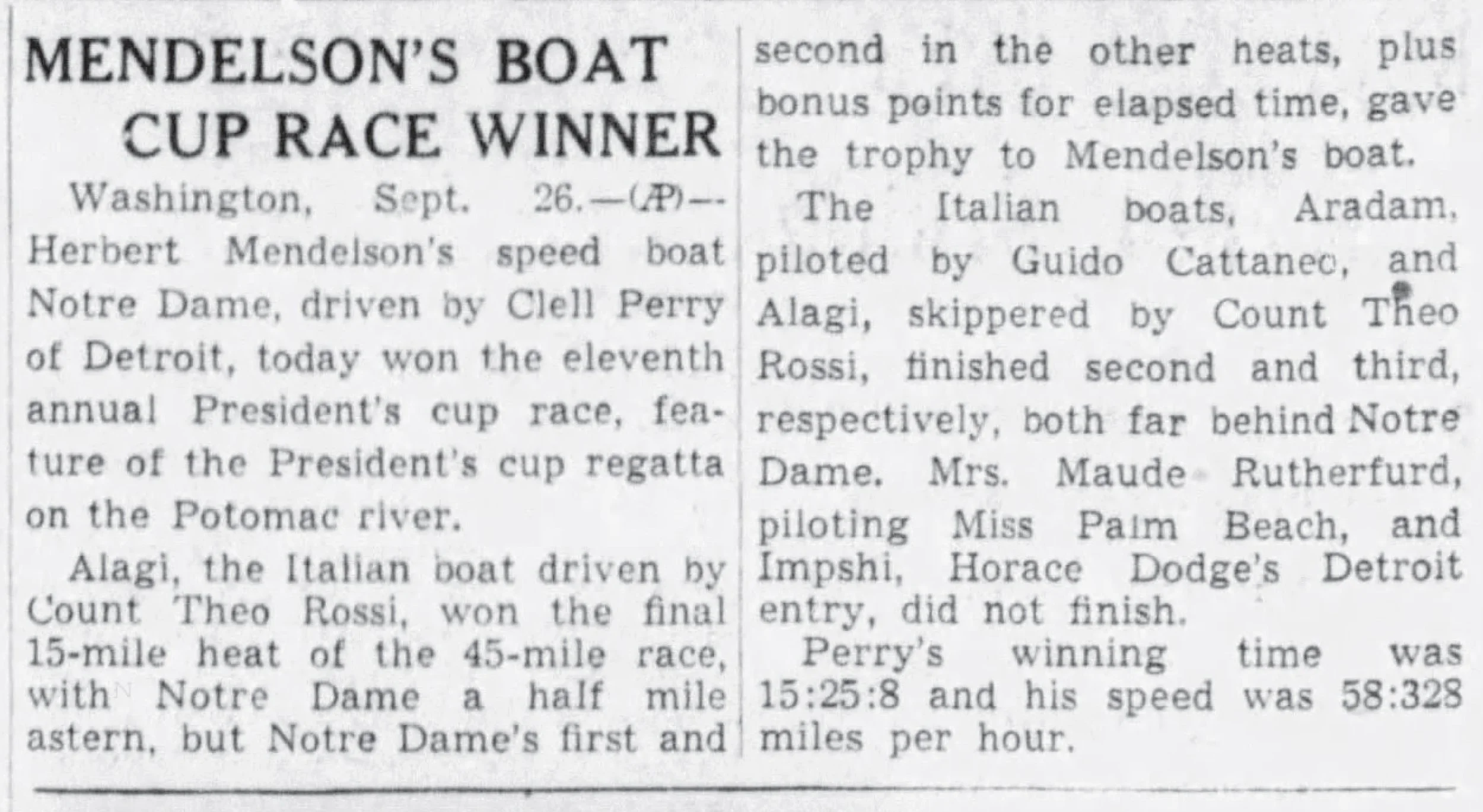 Article from the Indianapolis Star 1937.