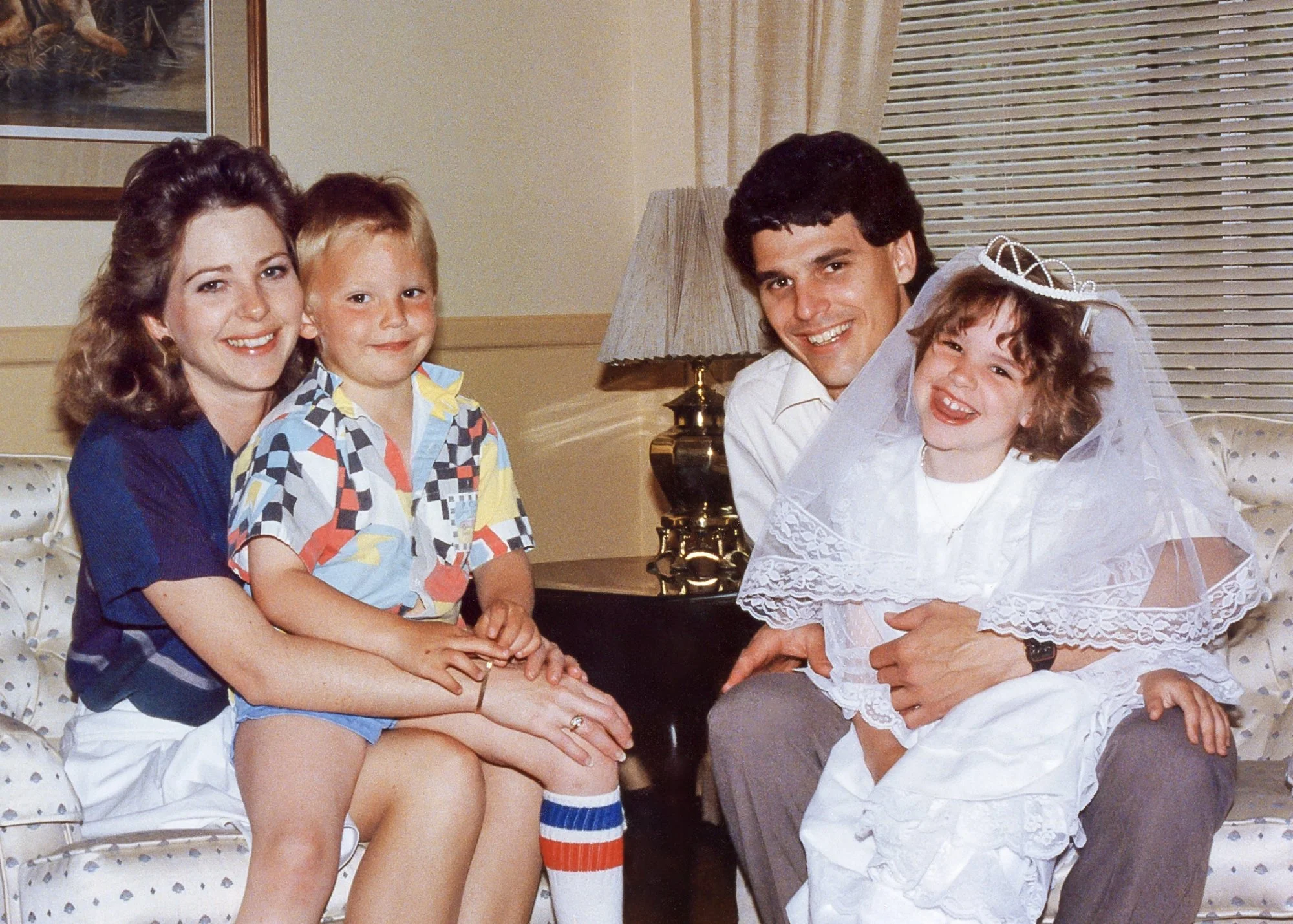 The Travis family celebrating Kelly’s first communion.