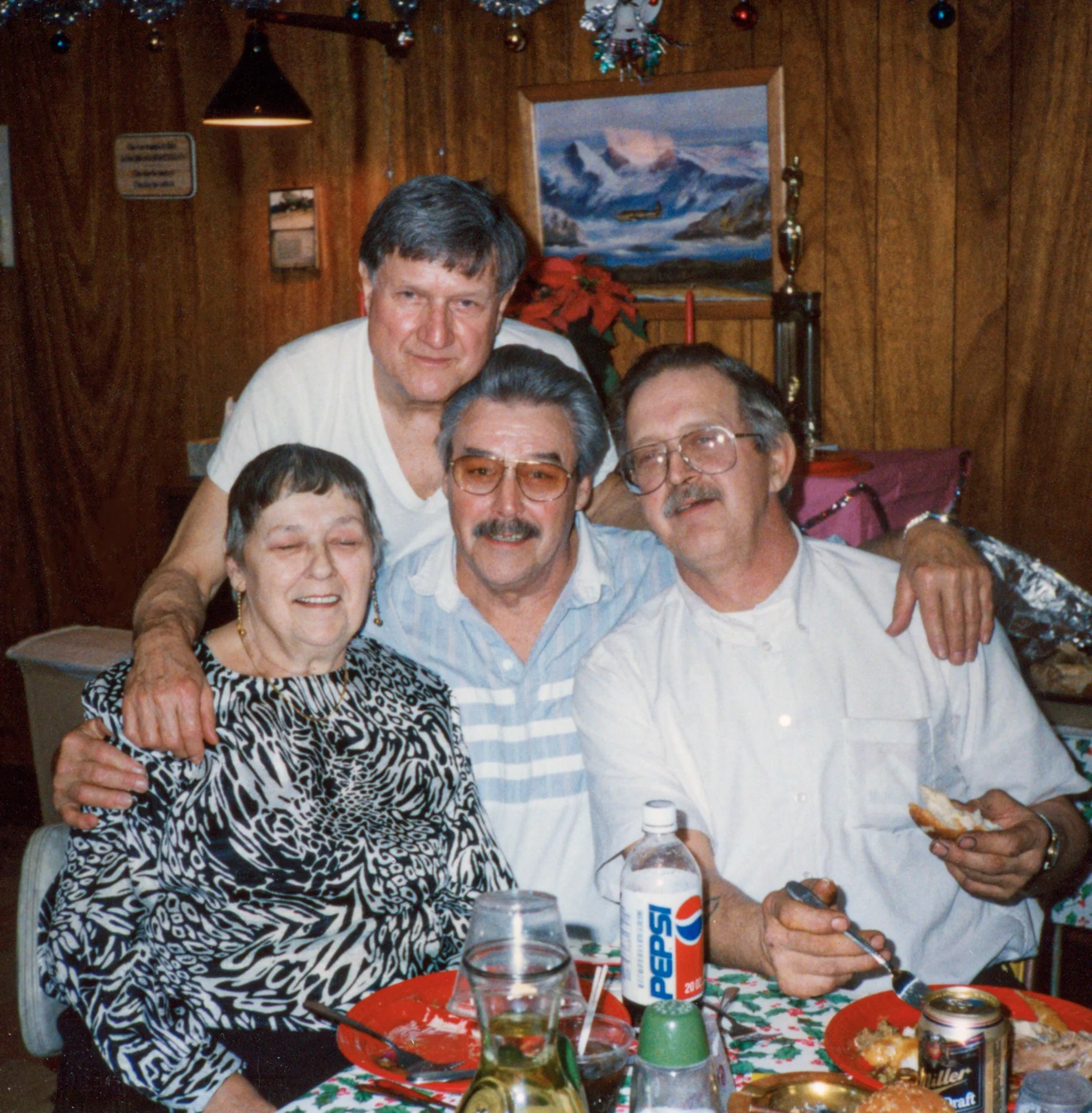 Anut Judy, Uncle Frank, Dad, and Uncle Donald (Judy Rybinski, Frank Cynowa, B Travis, Donald Kosila) - circa 1995