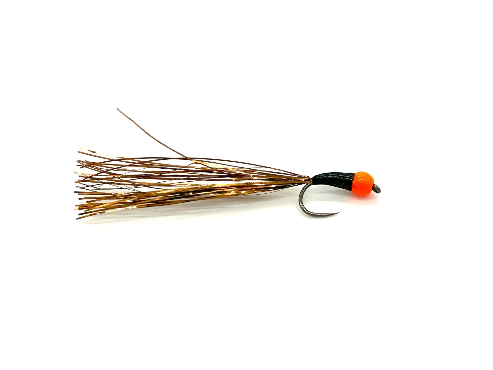 Firebird Stalking Bug - Orange Tungsten Bead, Black Body, Copper Tail Trout Fly (Copy)