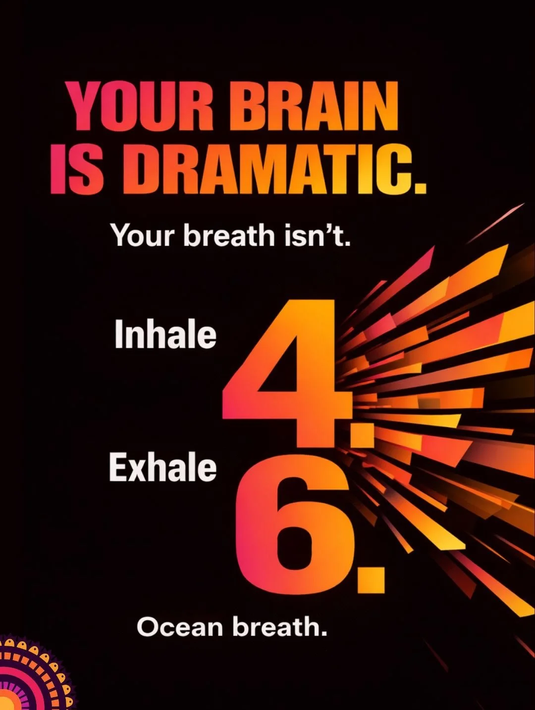 Your nervous system doesn&rsquo;t calm down by accident.
It responds to mechanics. 🧠⚙️

Inhale 4.
Exhale 6. 🌊

When your exhale is longer than your inhale, you activate the parasympathetic nervous system &mdash; which can:

&bull; Increase HRV (hea