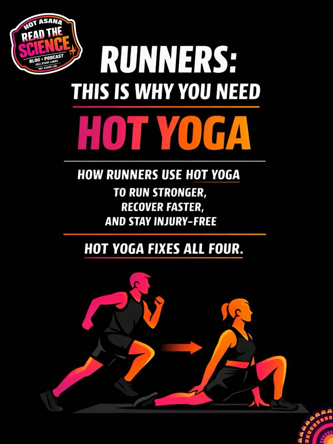 Runners: if you want to run stronger, recover faster, and stay injury-free, hot yoga might be the missing piece in your training.

Most runners focus on mileage and endurance, but the real performance upgrade comes from improving:

&bull; hip stabili