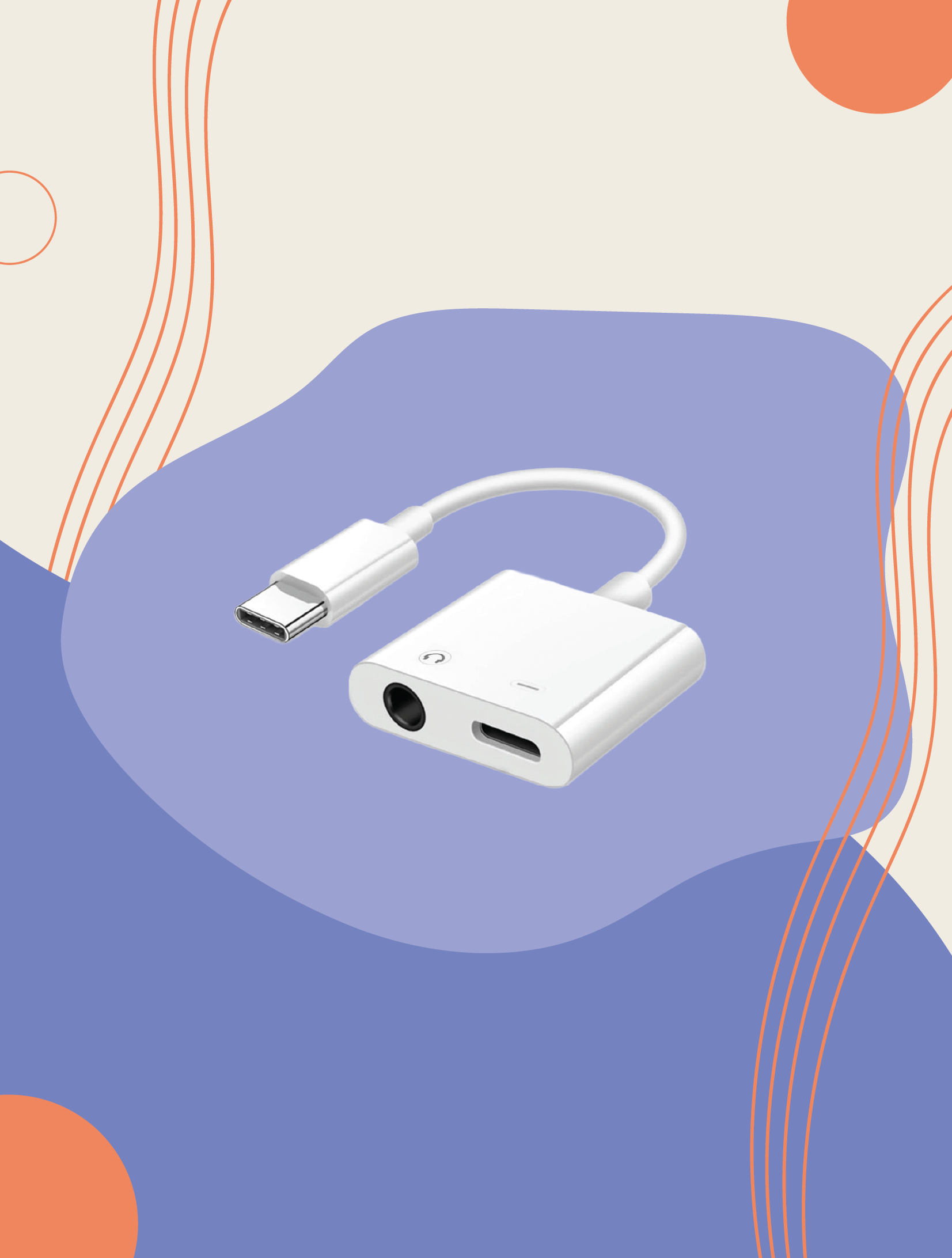 Aux Adaptor for USB Type C with Charging Port