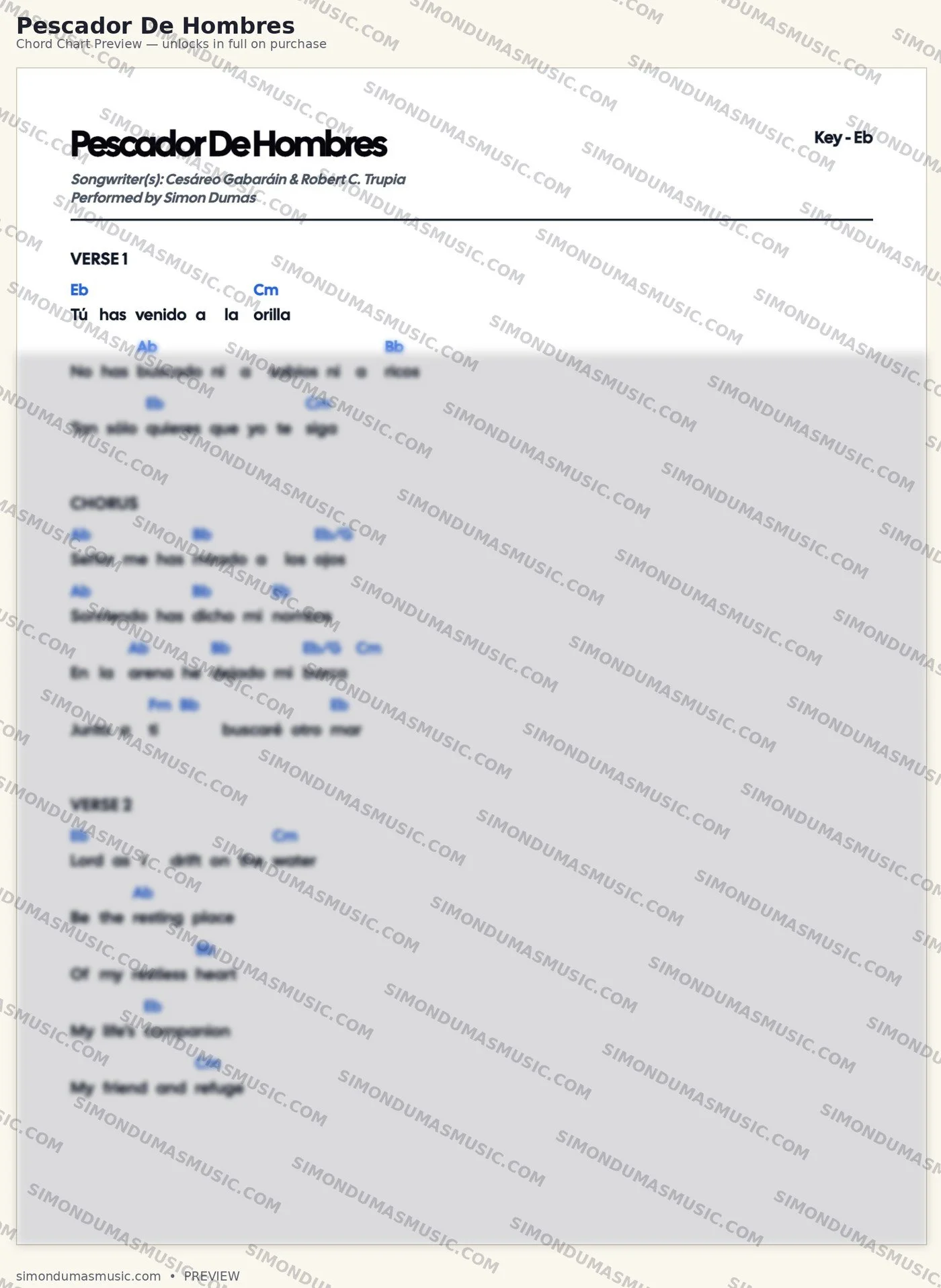Pescador De Hombres — Chord Chart (PDF)
