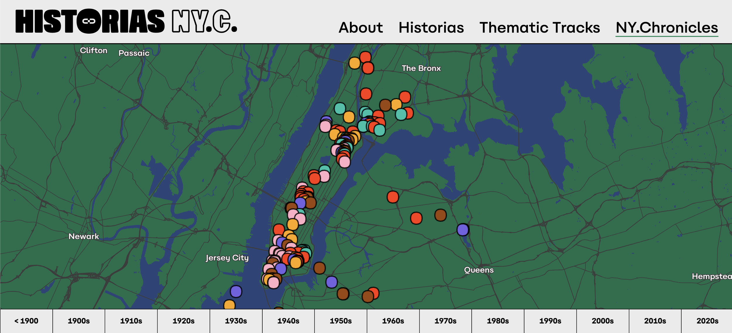 NY.C - the digital cornerstone at the heart of The Clemente’s Historias initiative, a growing chronotope that maps Latinx presence across time, space, and public life in New York City.