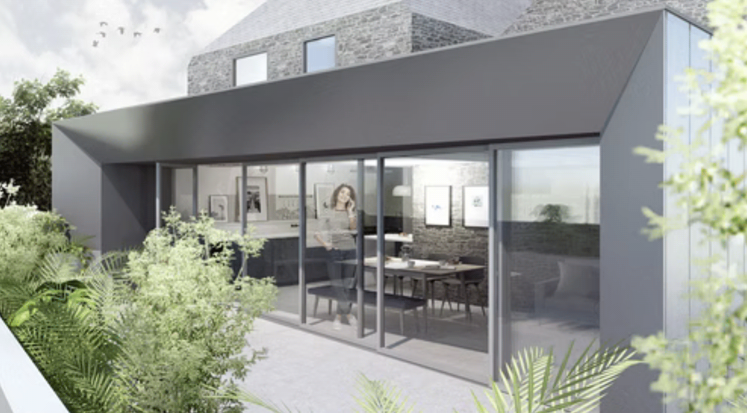 Private courtyard terrace connected to the interior living spaces