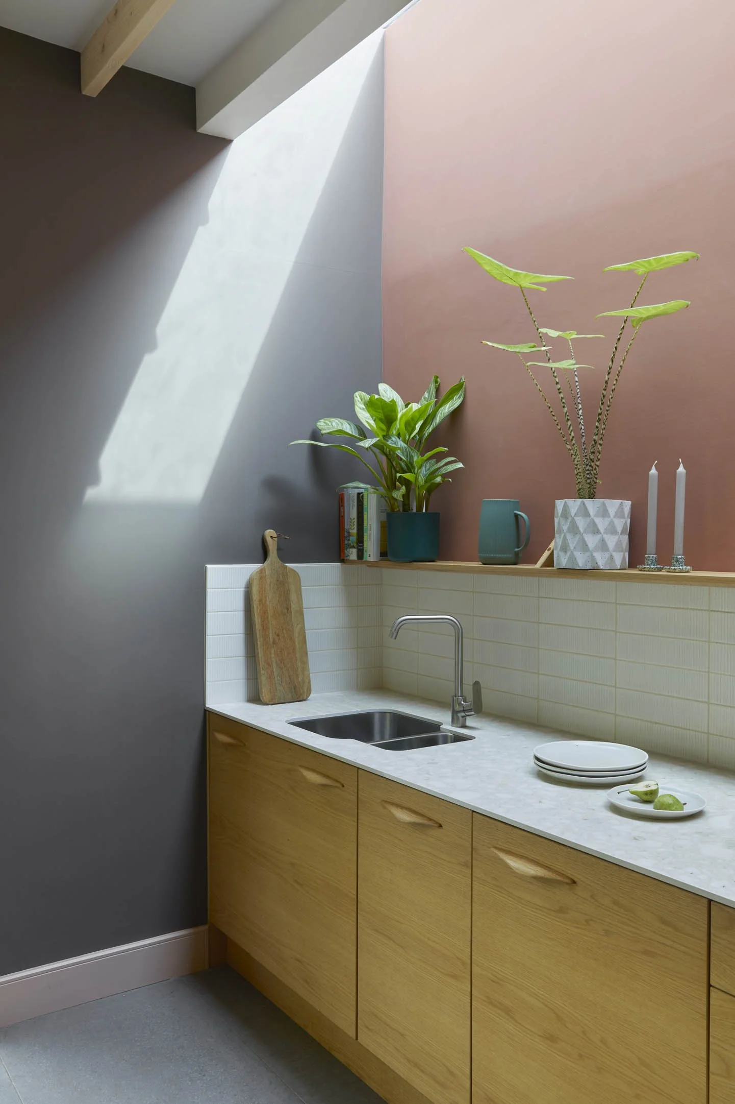 Minimalist kitchen design inside The Nuthatch Retreat with architectural detail