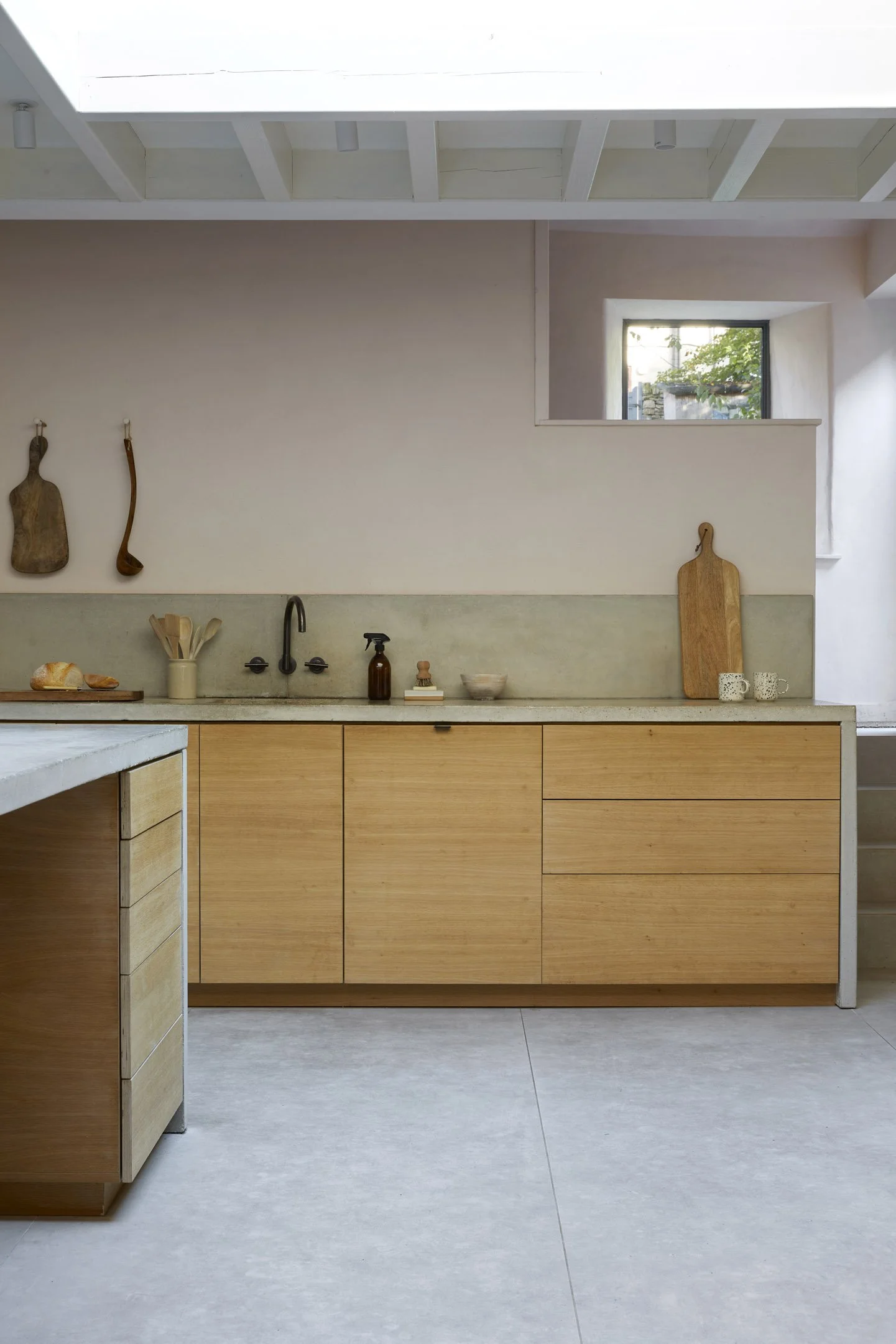 Modern extension attached onto a grade II listed building photograph of a kitchen