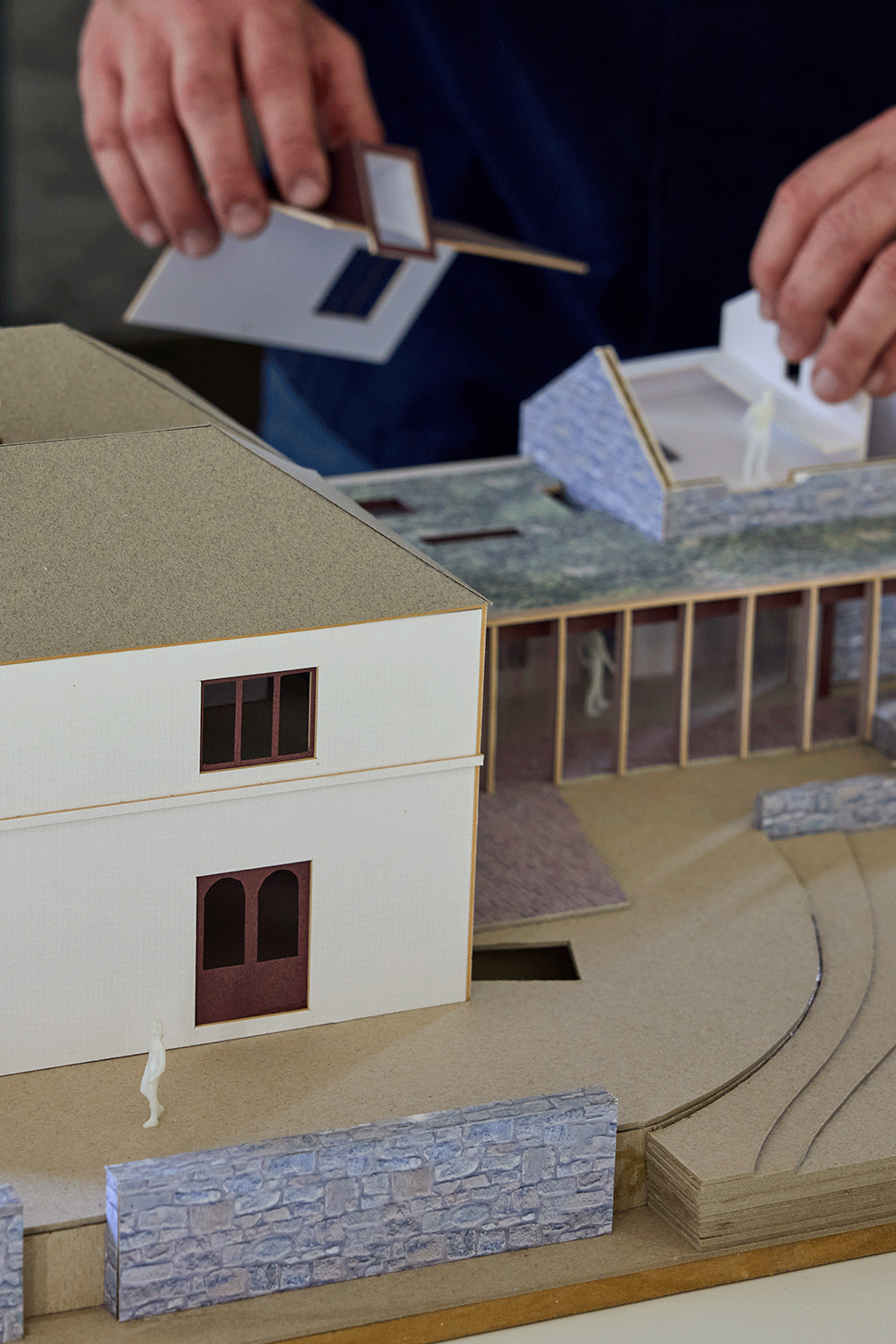 Close-up of a handcrafted architectural scale model created for a bespoke residential project.