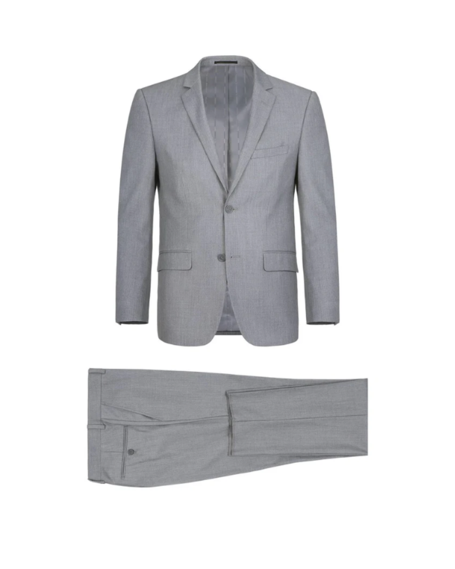 Men's Light Grey Single Breasted Suit