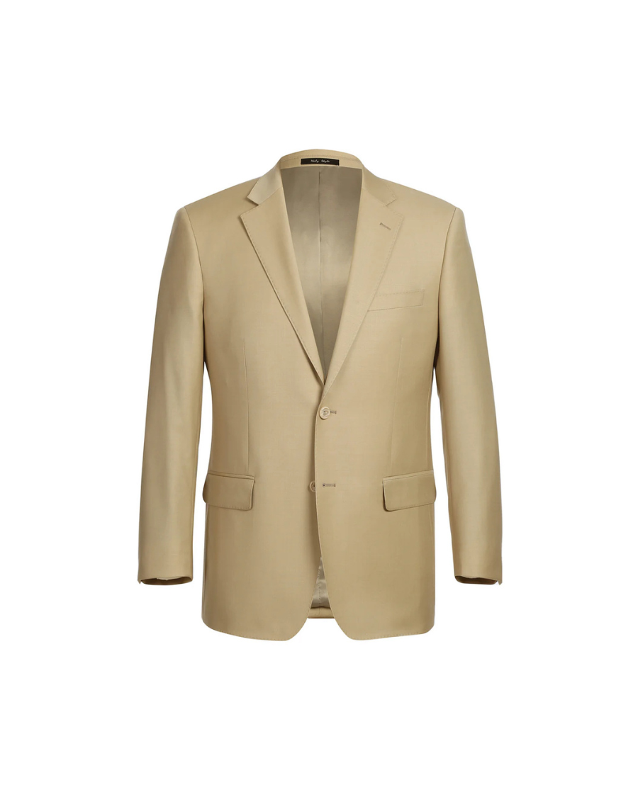Men's 100% Wool Single Breasted Tan Suit