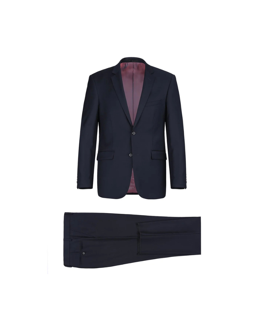 Men's 100% Wool Single Breasted Navy Suit