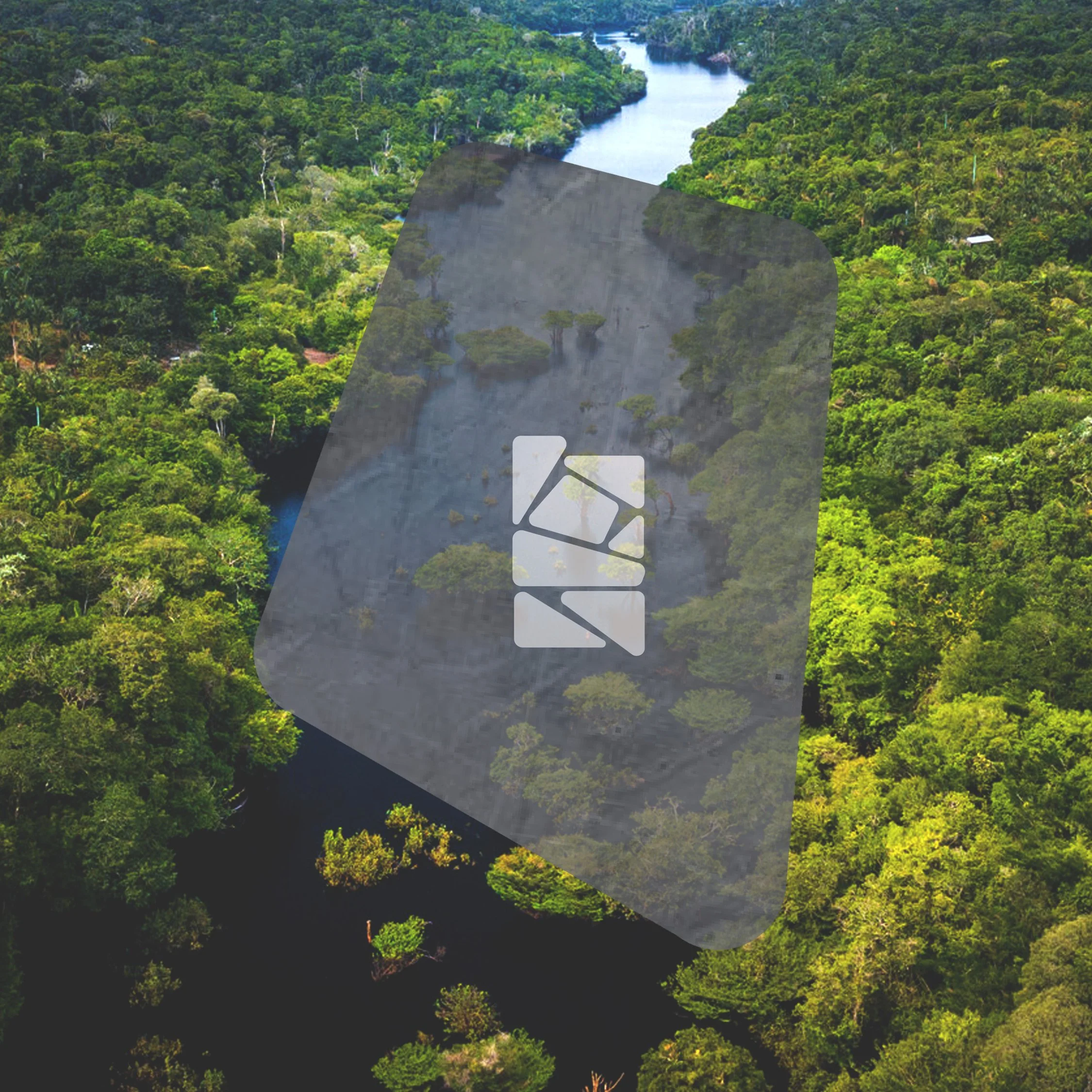 Aerial view of a lush green forest with a winding river cutting through in Panama.