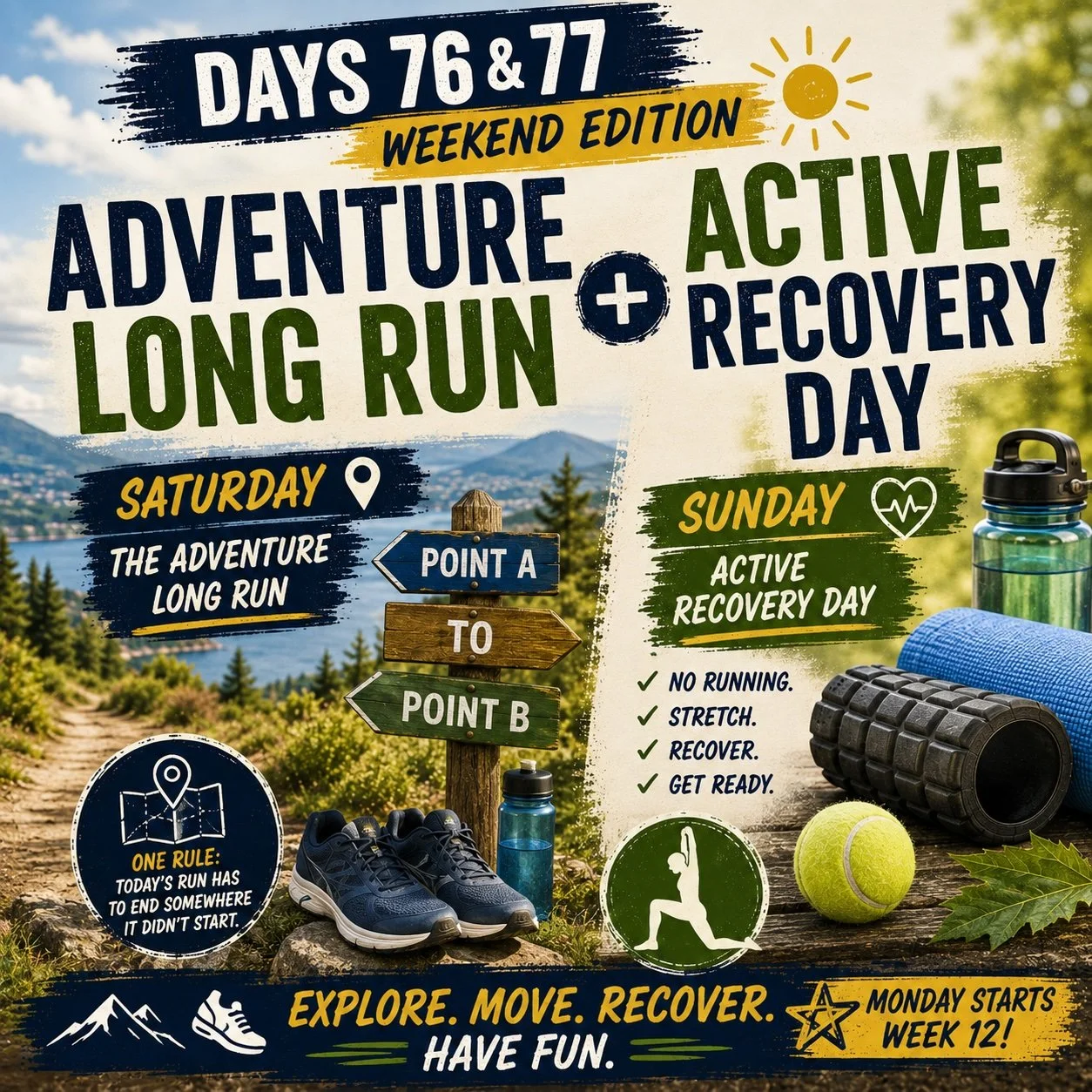 Days 76 &amp; 77 Weekend Edition: The Adventure Long Run + Active Recovery Day