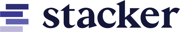 Stacker logo with gradient bars and text