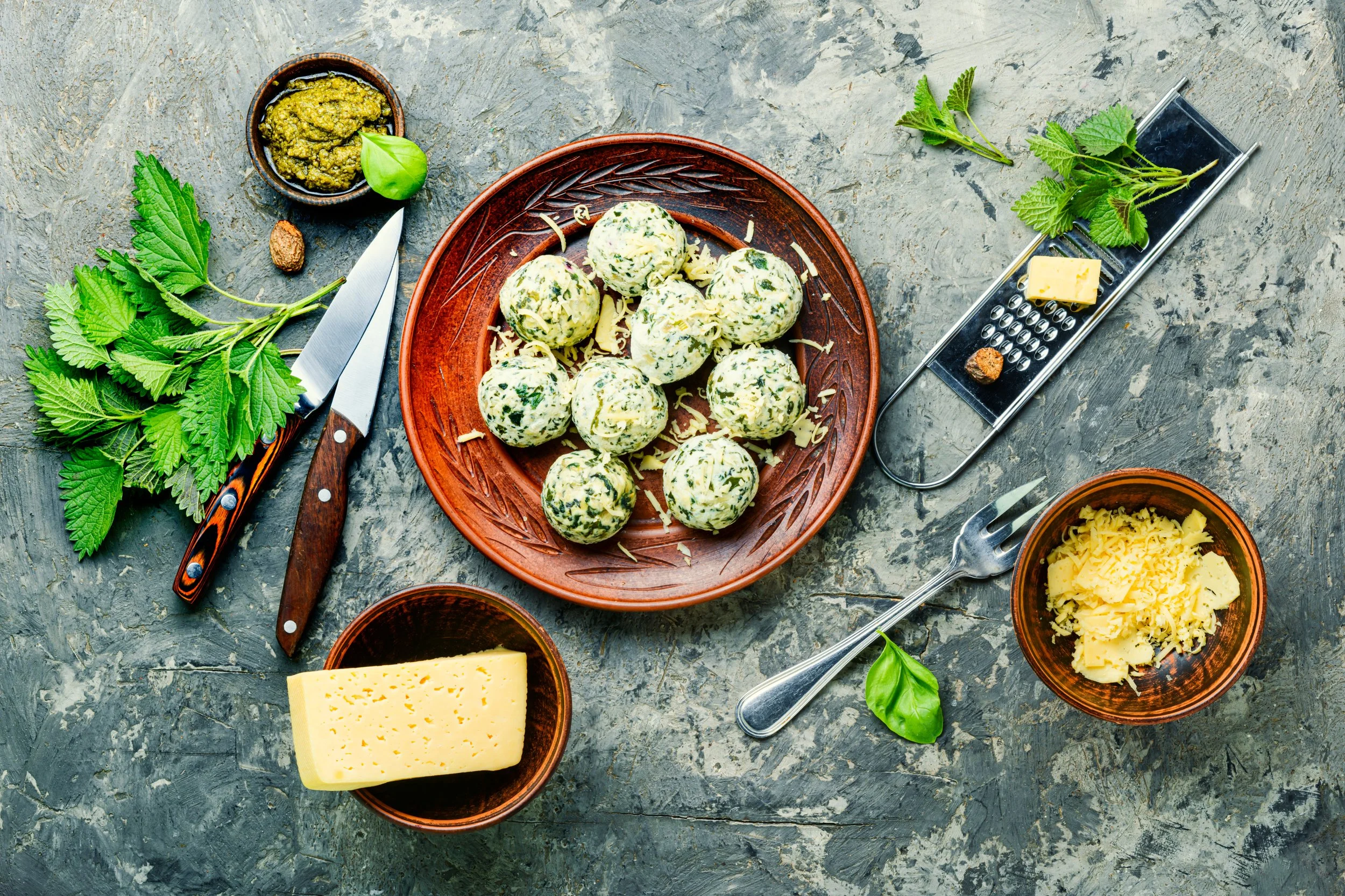 Cooking Gnudi and Malfatti with ricotta and spinach