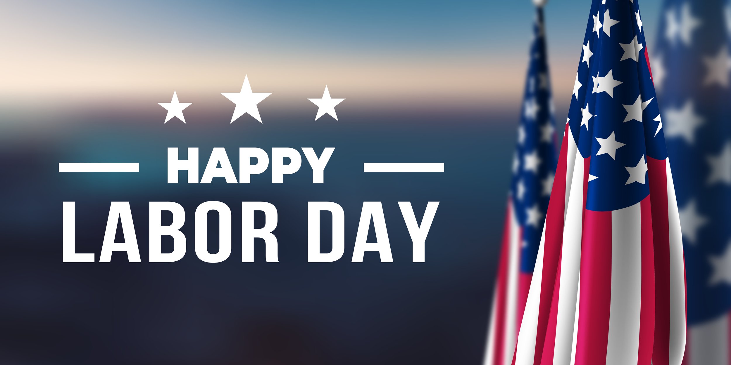 Happy Labor Day graphic featuring the American flag