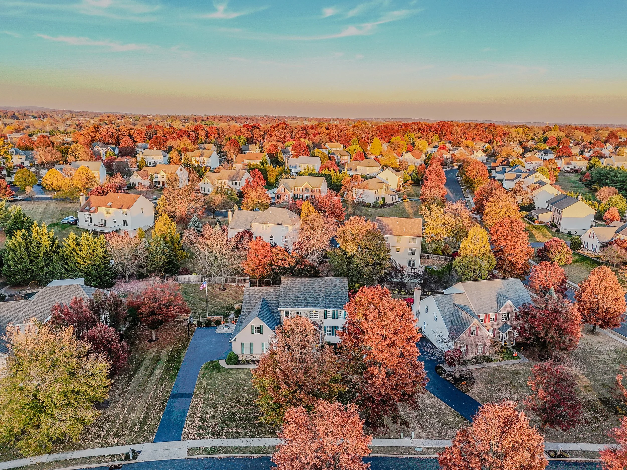 An aerial view of a rural property, showcasing its peaceful and secluded setting.