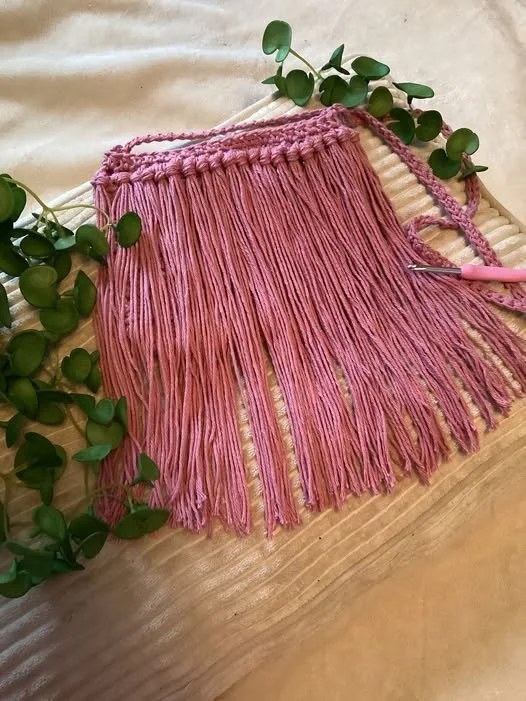 Handmade Cotton Fringe Crossbody Bag