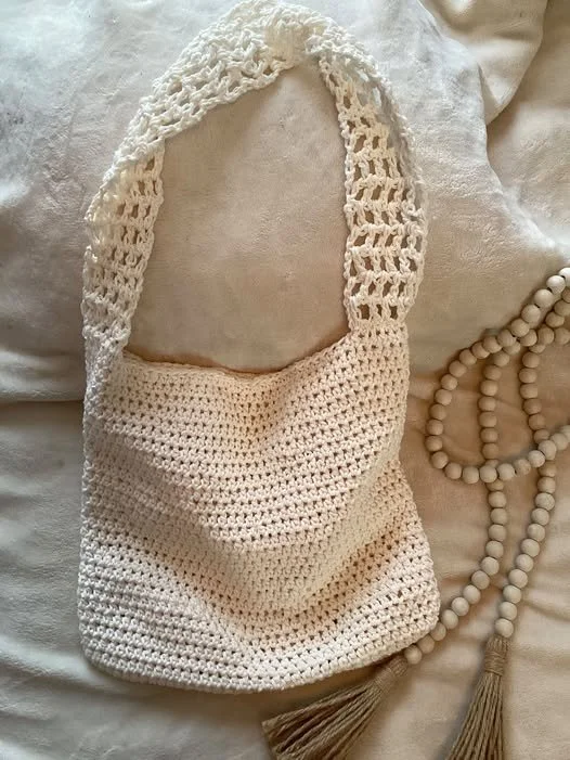 Handmade Crochet Ivory Summer Bag