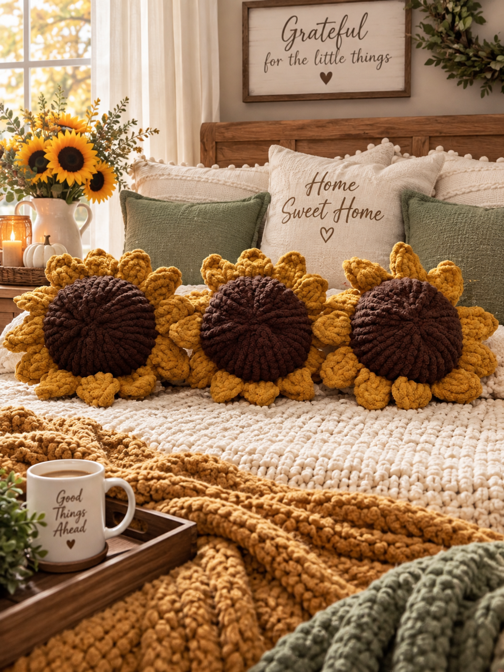 Jumbo Sunflower Bloom Pillow