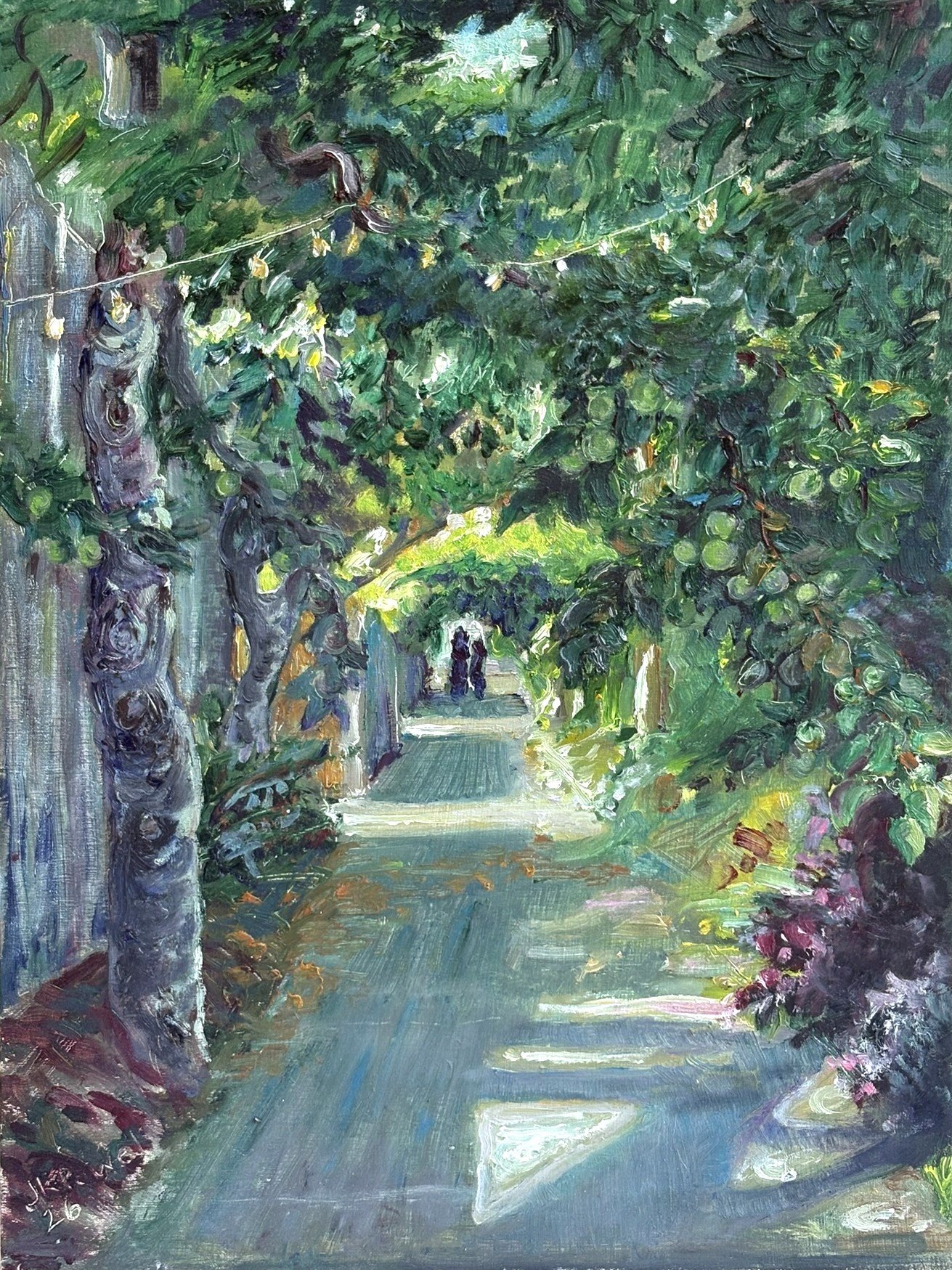 Portland Sidewalks: Apple Archway, 2026. 9x12" $350 framed. (2026PDX06) Available