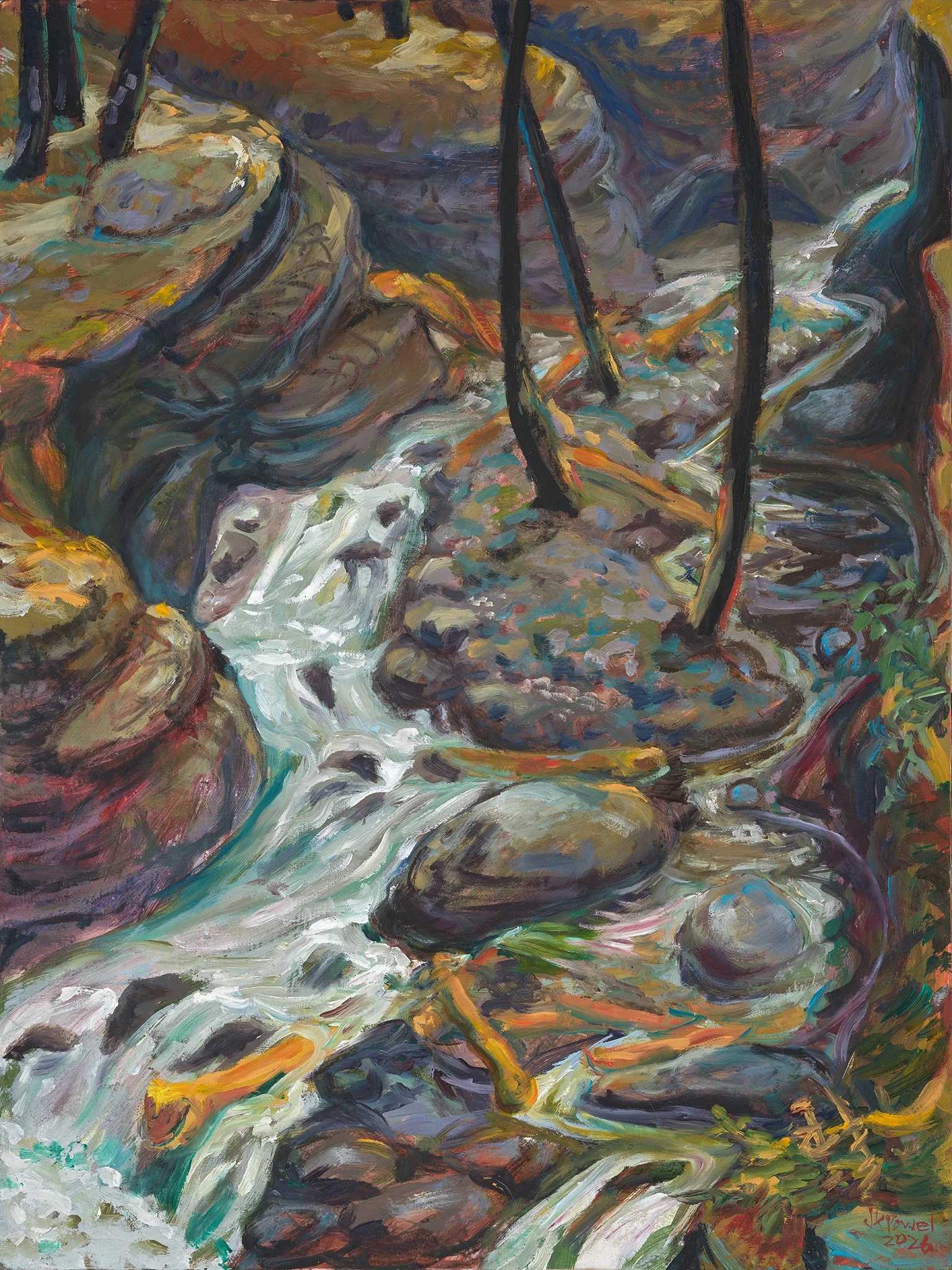 Oneonta Creek Winter Flood, 2026. 12x16"  Oil on panel (2026OR02)  Available