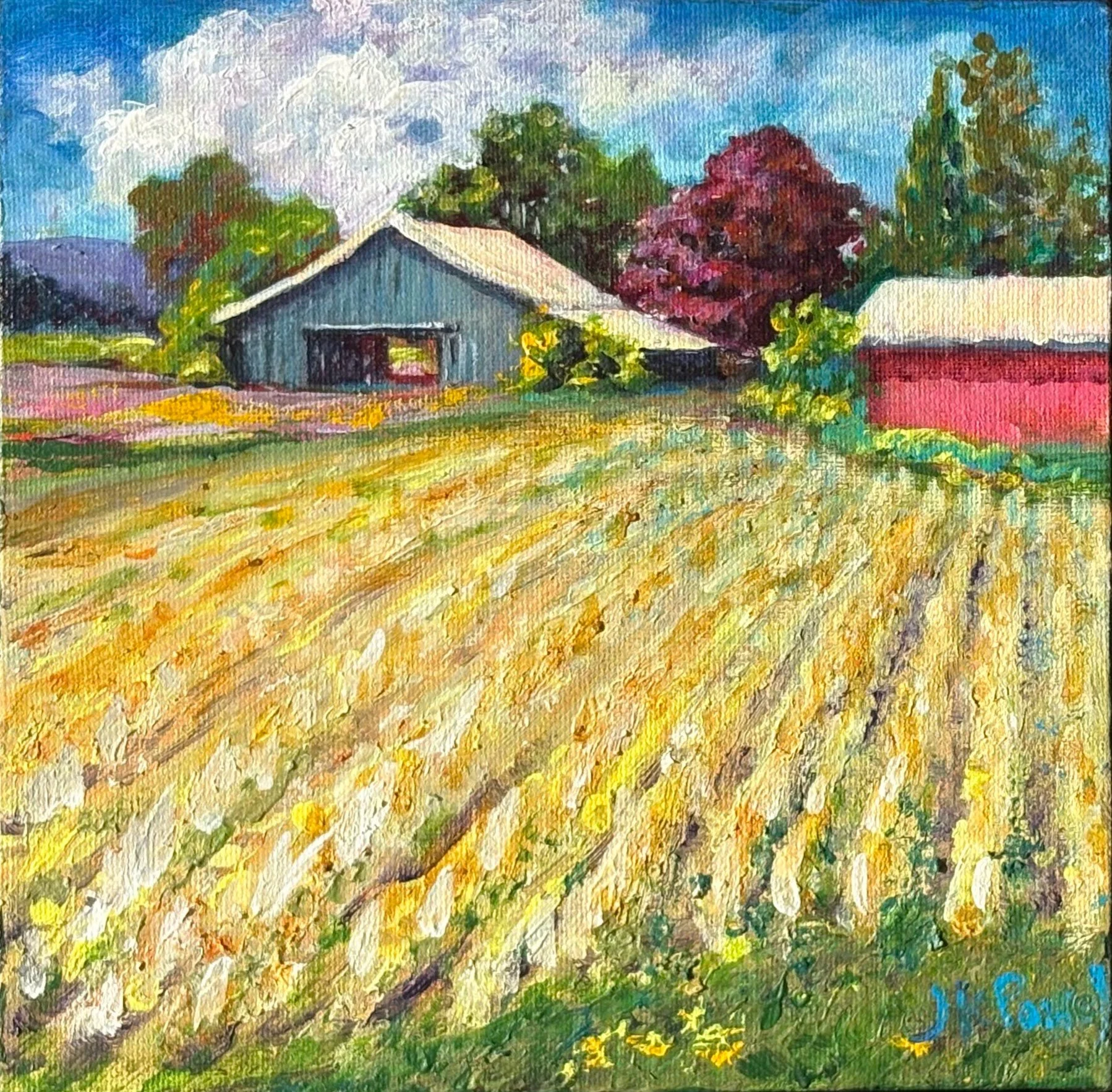 Barn on Sauvies, 2025. 8x8" Oil on canvas. $200 Framed (2025PDX03) Available