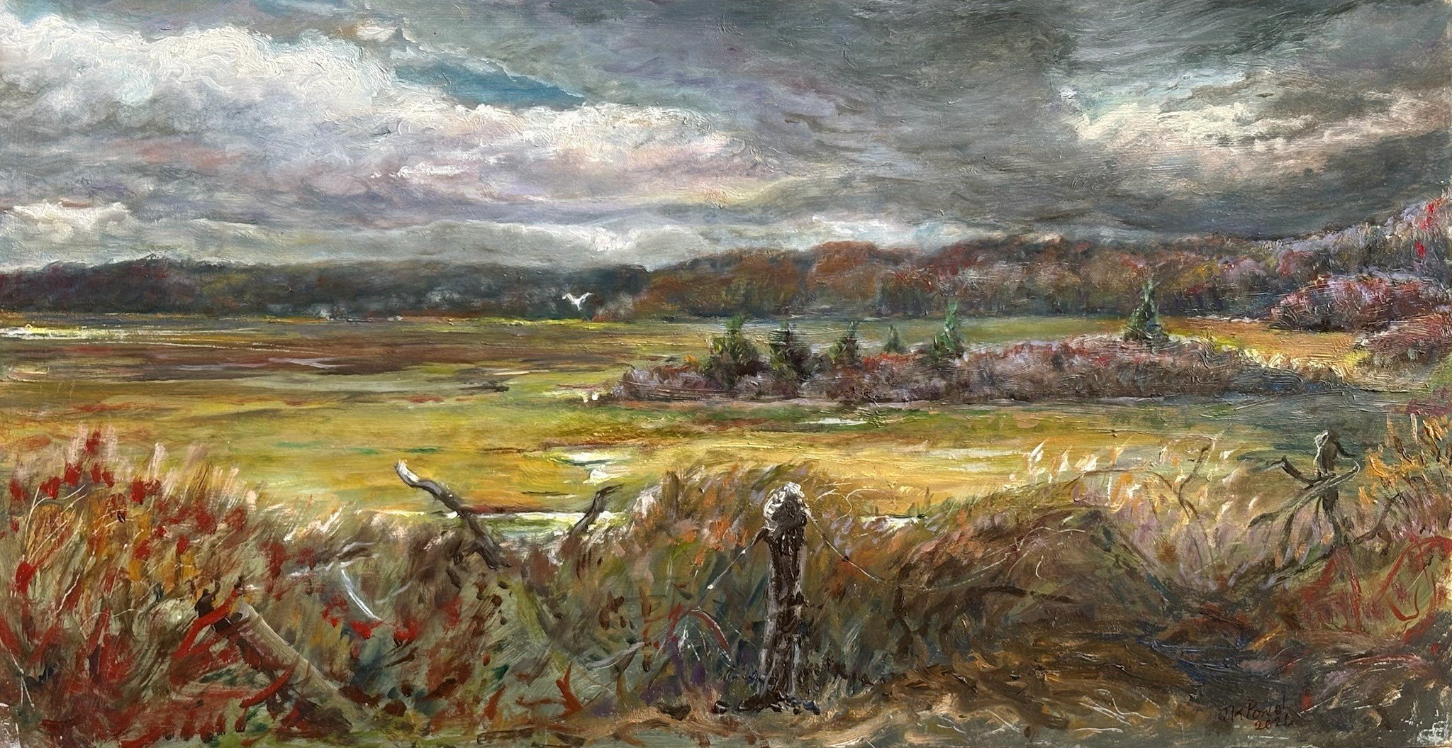 Views of the Marsh, 2026. 9x18" Oil on board. $525 framed. (2026MA02) Available