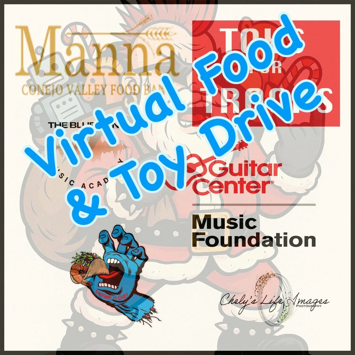 https://givebutter.com/mpsrLS
We have to postpone the event but we&rsquo;re going to keep the Food &amp; Toy Drive going with a community-wide toy collection campaign. While we won&rsquo;t be gathering for live music on December 21st, the heart of th