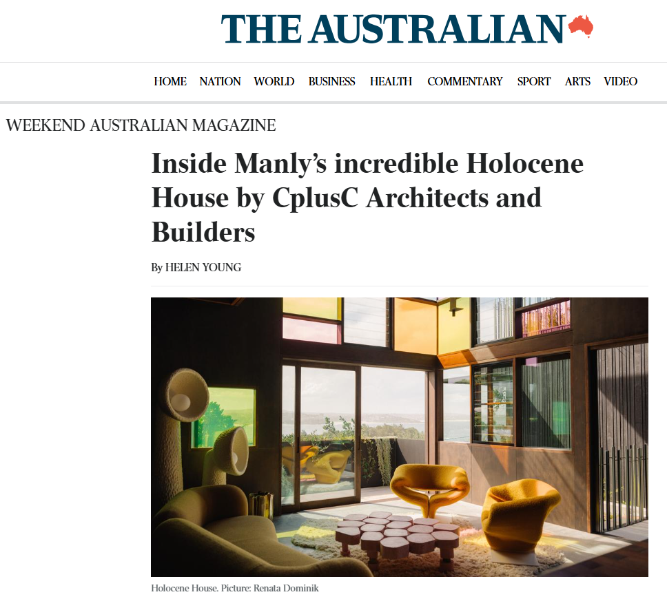 Holocene House featured in The Weekend Australian Magazine