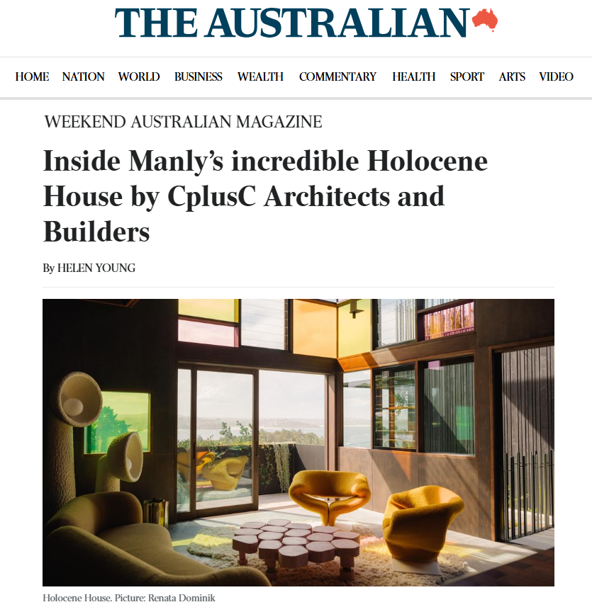Holocene House featured in The Weekend Australian Magazine