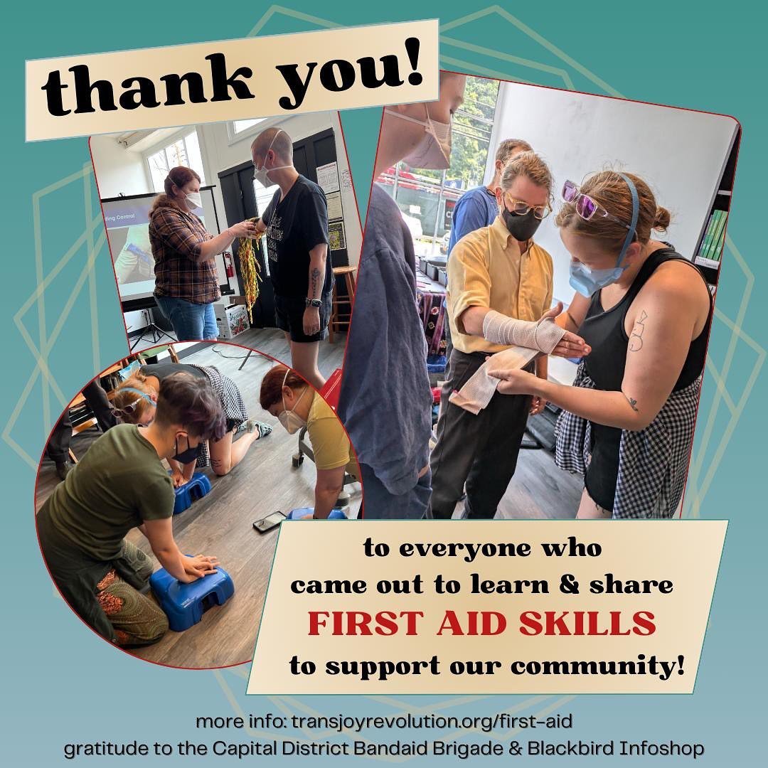 Thank you to everyone who came out to learn &amp; share first aid skills to support our community!

We learned how to stop life-threatening bleeding with hands-on training, how to splint sprains &amp; breaks with first aid supplies or items we have o