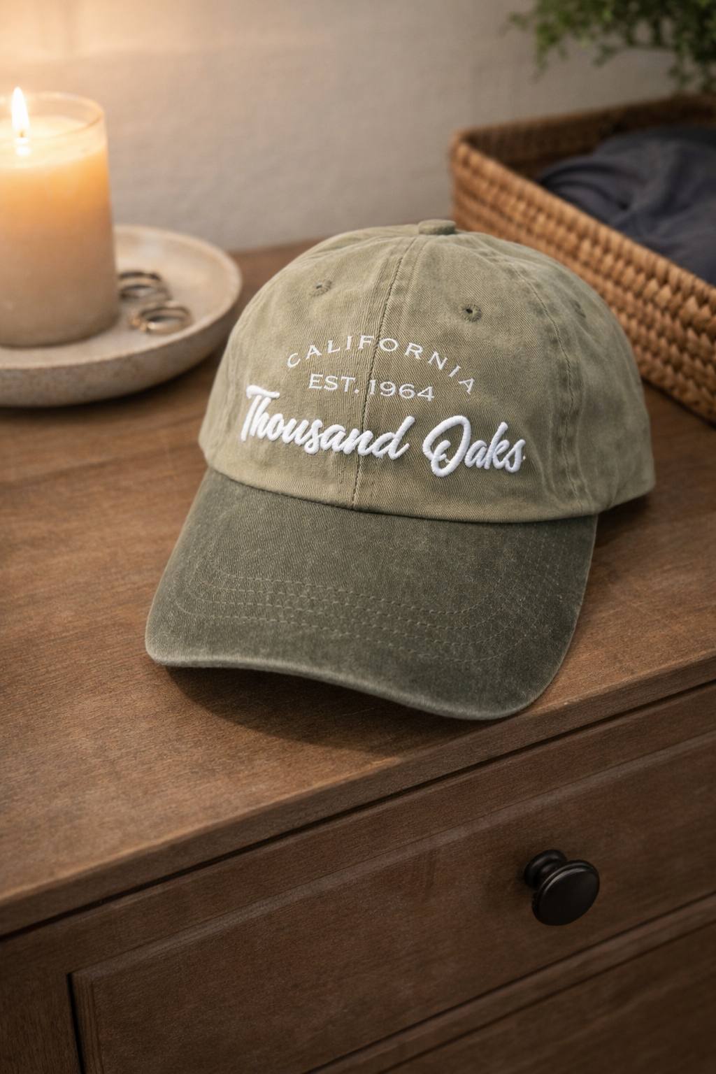 Thousand Oaks Dad Hat in Washed Khaki & Spruce